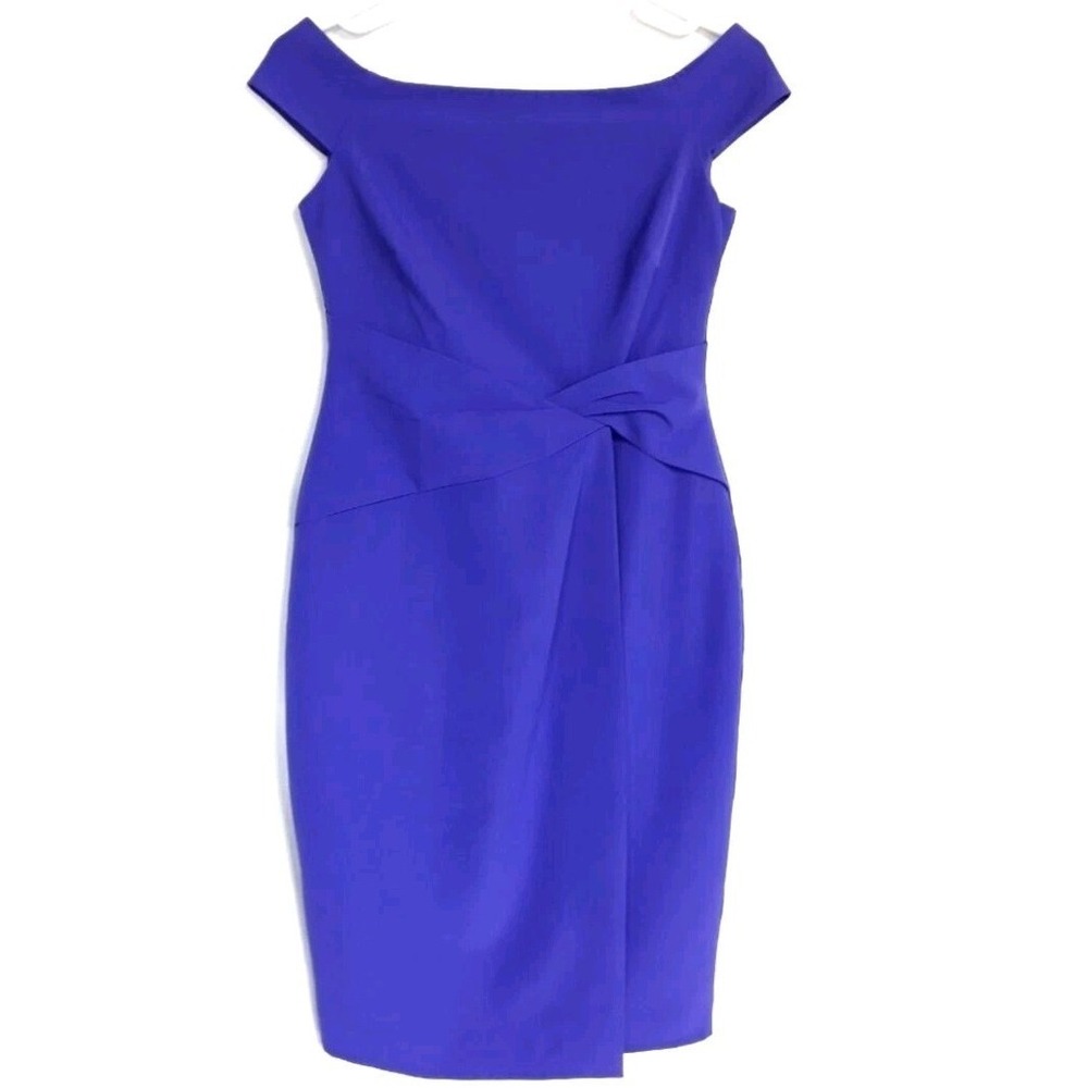 Lauren Ralph Lauren Purple Off The Shoulder Twist Waist Sheath Dress Size 4